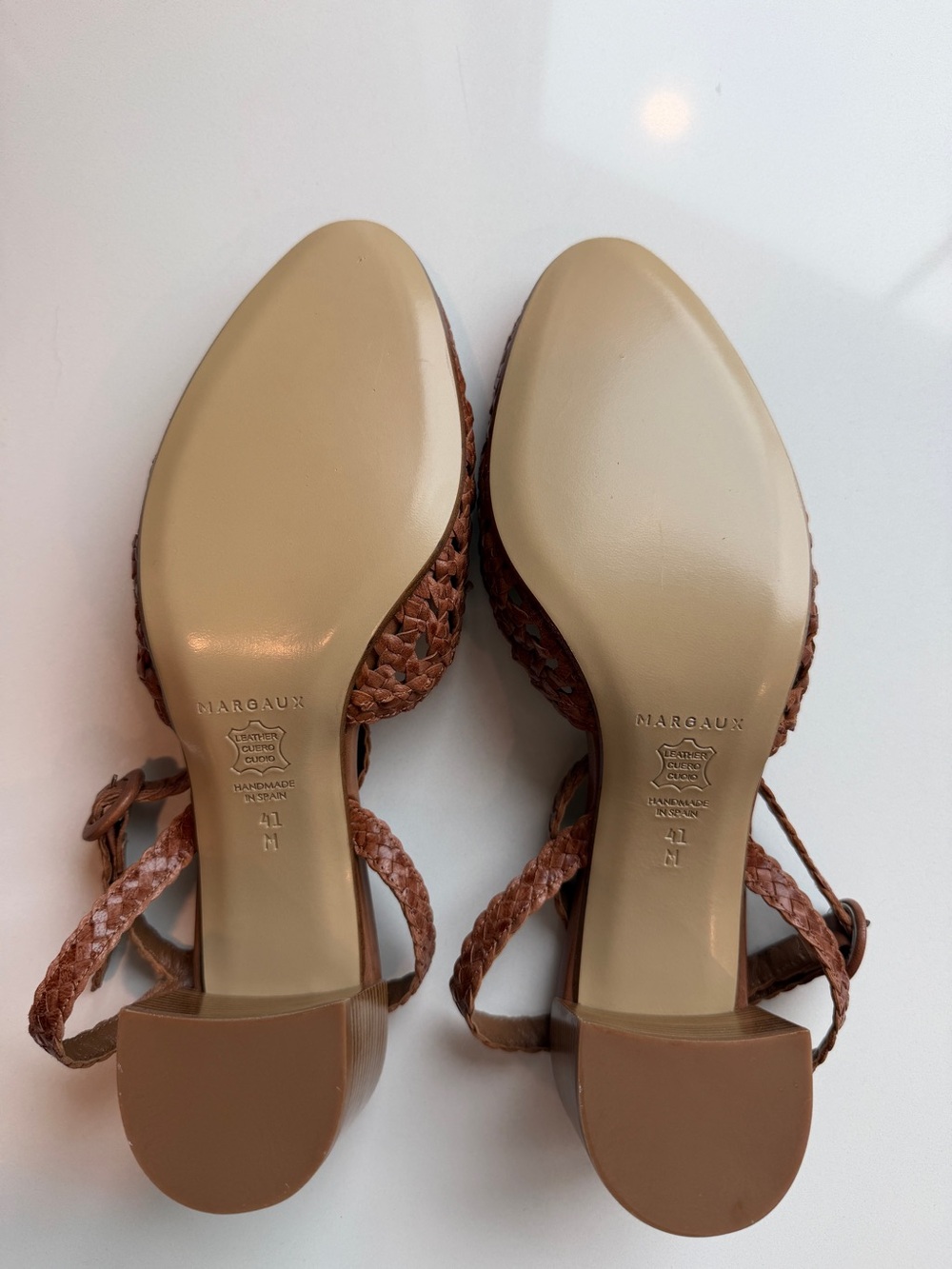New Margaux Woven Market Heel Saddle Leather Size 11 - Picture 9 of 10